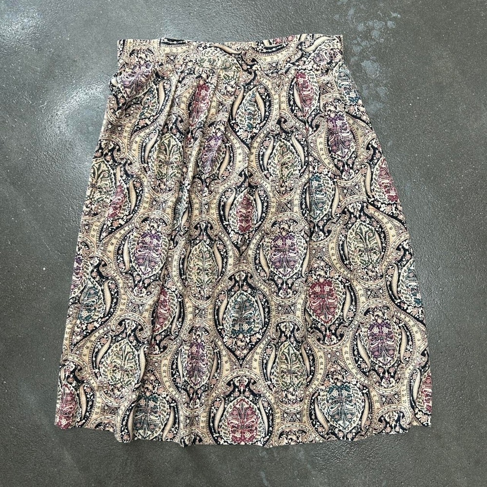 Vintage Kathie Lee Paisley Boho Made In Usa Midi Skirt